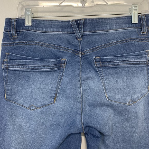 Democracy Bermuda Denim Shorts 8 Ab Solution Slimming Stretch Blue Capri Travel - Picture 4 of 9